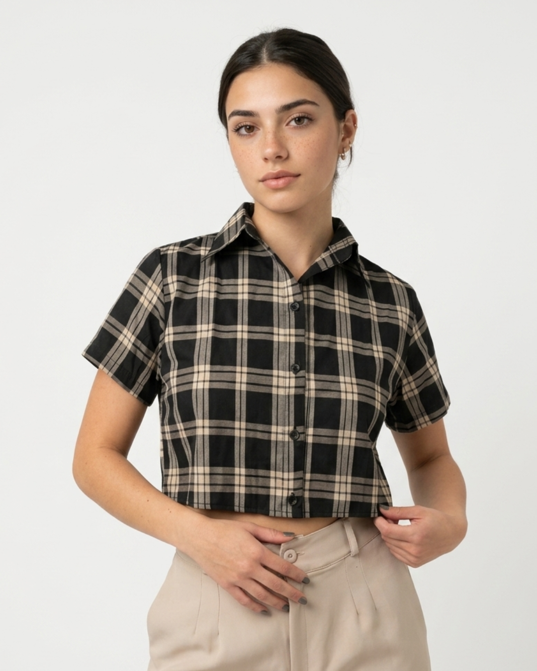 Camisa crop cuadros - allpeople